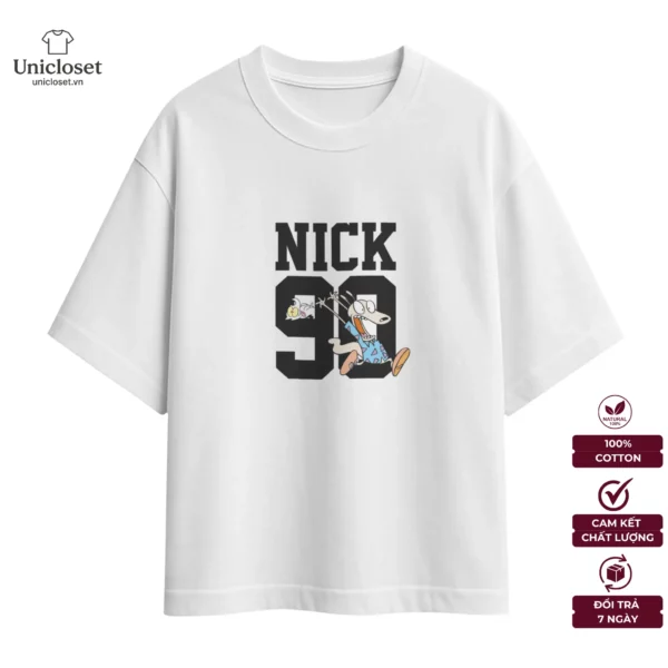 Áo Thun Hoạt Hình Nick 90 Retro Cartoon, Oversize, Unisex 100% Cotton 230GSM, Vintage Streetwear