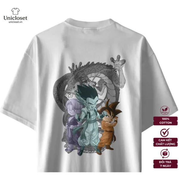 Áo Thun Dragon Ball, Áo Gotenks Oversize, Unisex 100% Cotton 230GSM, Áo Thun Retro Anime, Streetwear